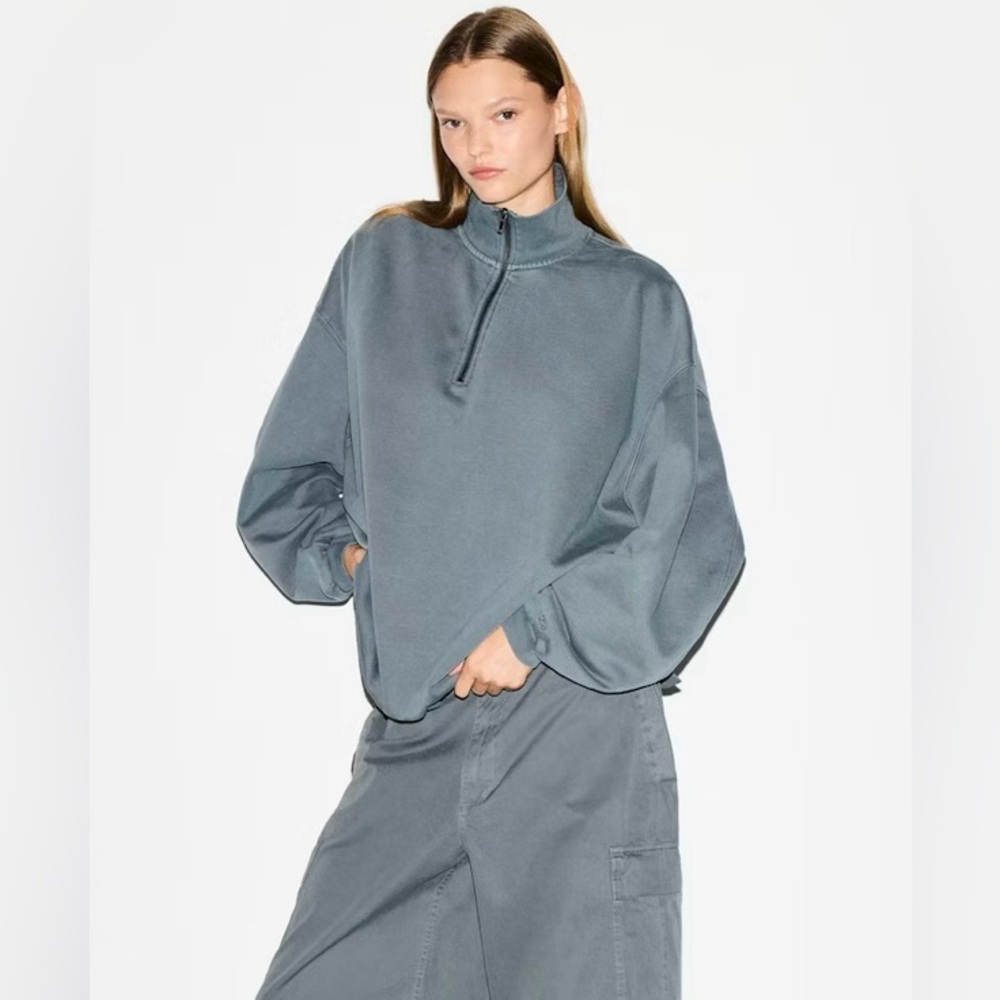 SKIMS NWT Boyfriend Fleece Oversized Half Zip Pullover in Zircon Size 2X